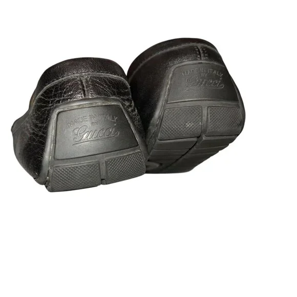 gucci black GG logo imprint leather loafer driving shoes 40 - Picture 7 of 10